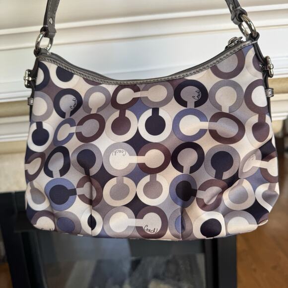 Coach Madison Sateen Demi Bag in the Op Art sequin blue/gray pattern - Picture 5 of 7